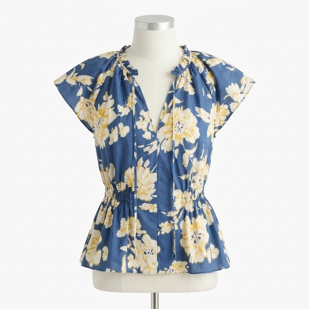NEW TANYA TAYLOR ivana top in french blue - Picture 1 of 4